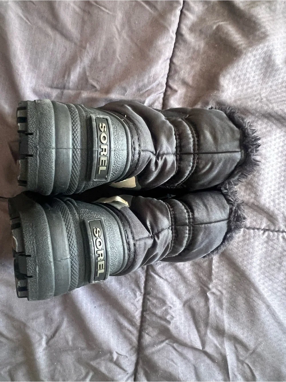 Sorel Kids Black Insulated Snow Boots with Faux Fur Cuff toddler 10